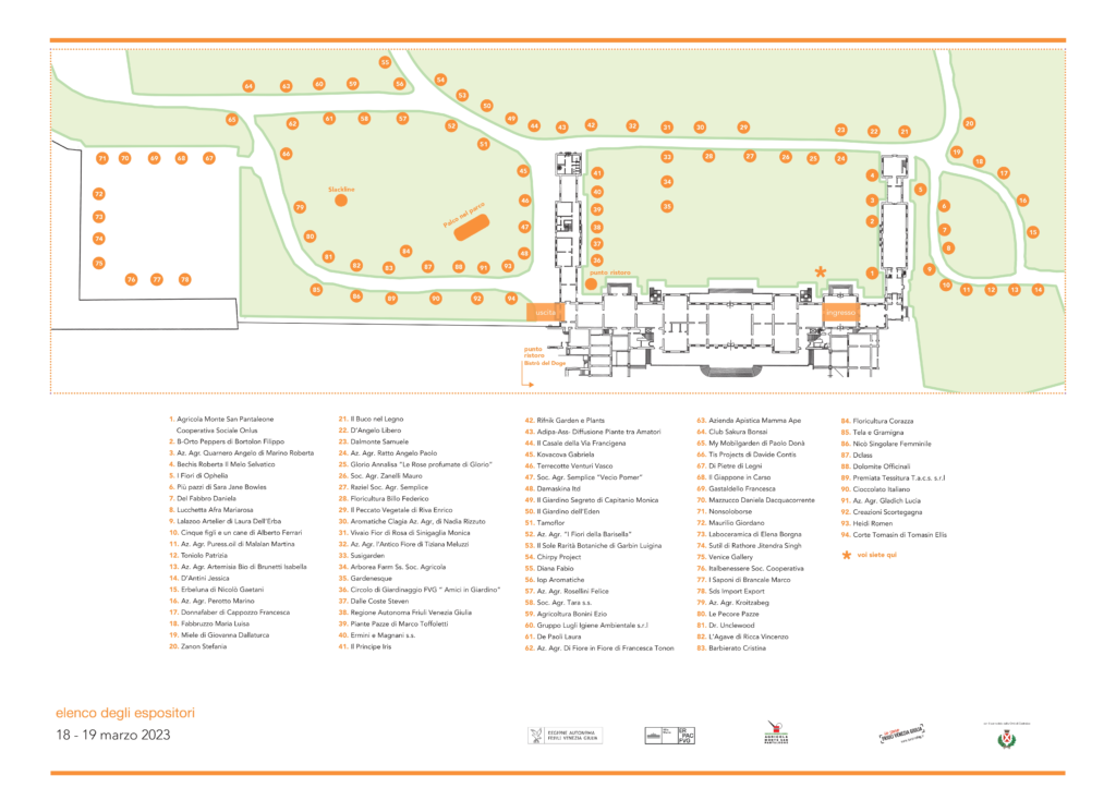 Mappa espositori Nel giardino del Doge Manin marzo 2023