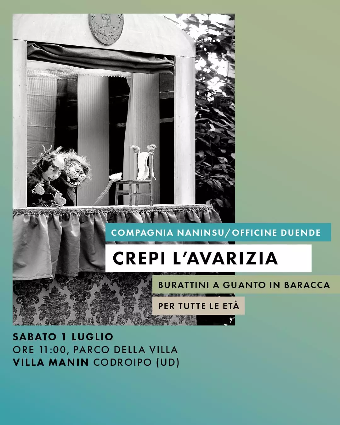 Crepi l'avarizia spettacolo a Villa Manin Estate 2023