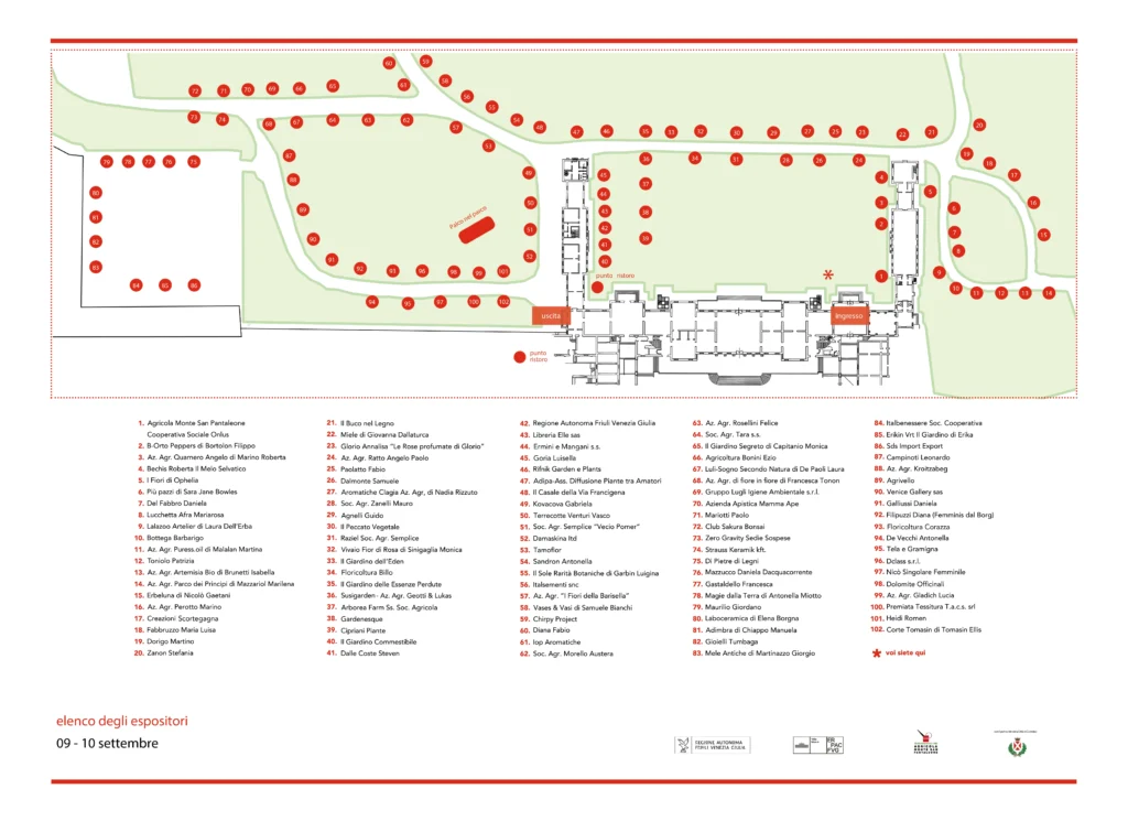 Nel giardino del Doge Manin settembre 2023 mappa espositori