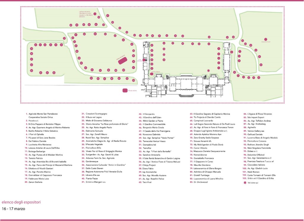 Mappa espositori Nel giardino del Doge Manin marzo 2024