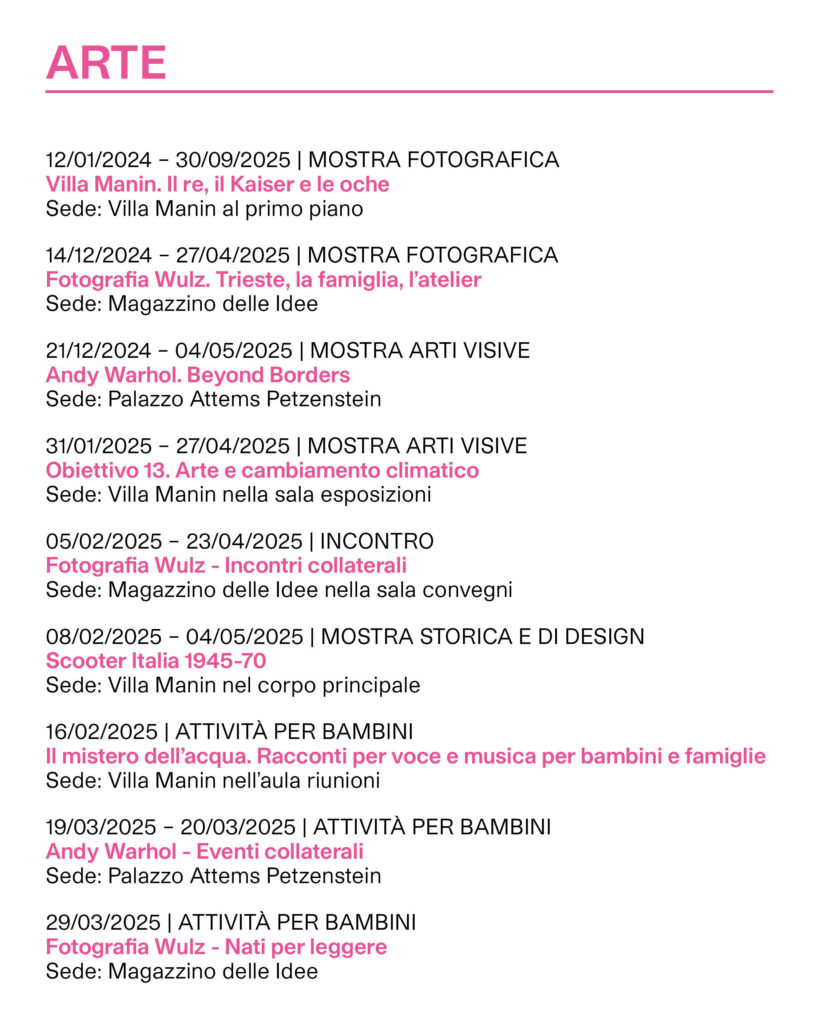 Calendario eventi ERPAC ARTE parte 1
