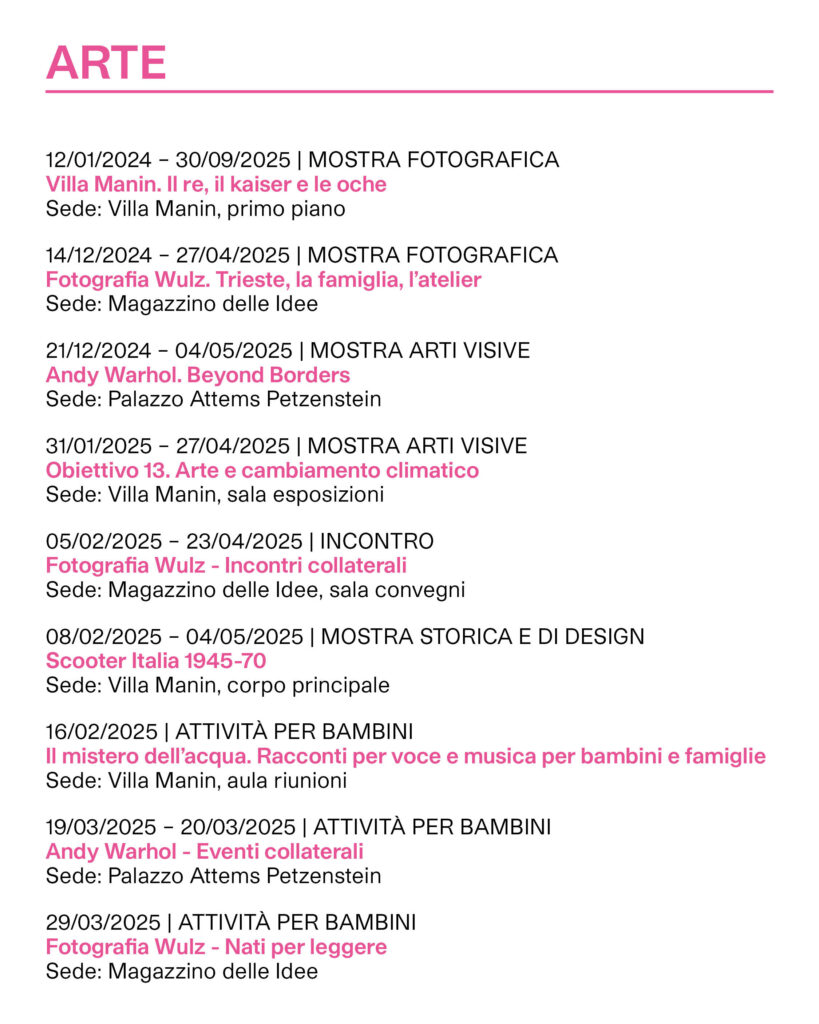Calendario eventi ERPAC 2025