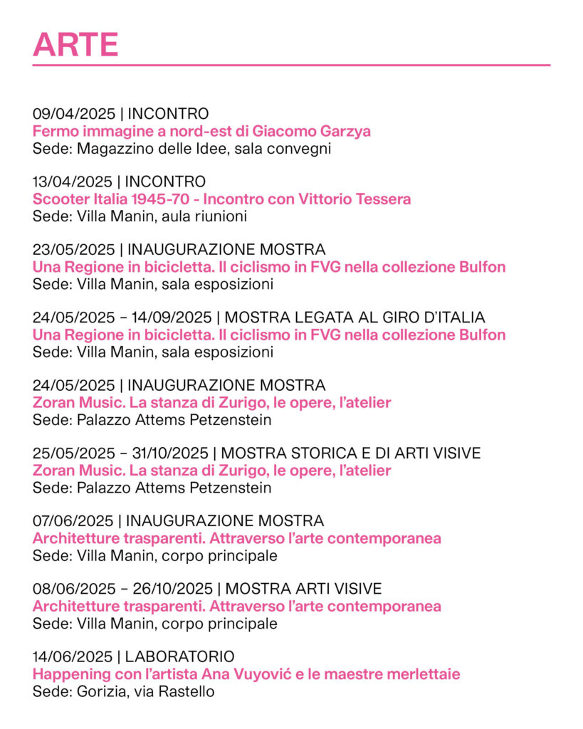 Calendario eventi ERPAC 2025