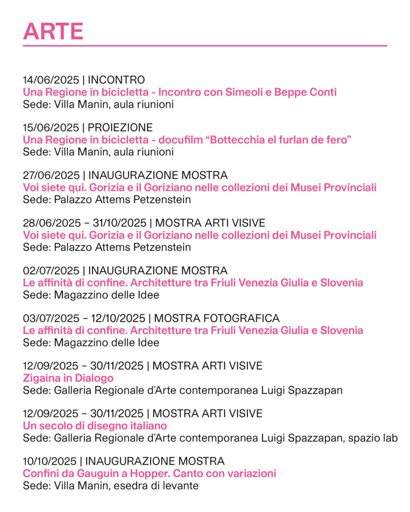Calendario eventi ERPAC 2025