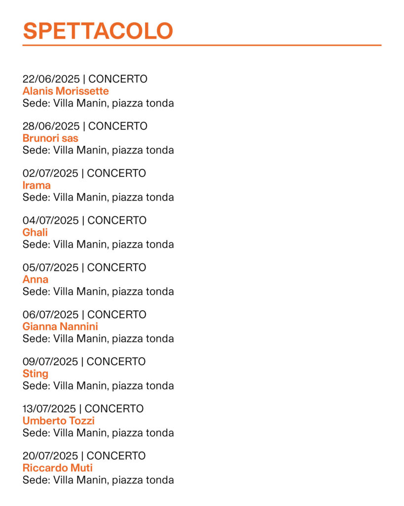 Calendario eventi ERPAC 2025