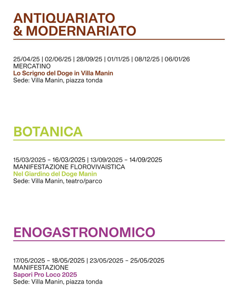 Calendario eventi ERPAC 2025