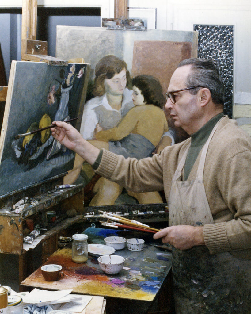 Renzo Tubaro al lavoro nel suo studio Udine 1988_(fotografia Stefano Tubaro)