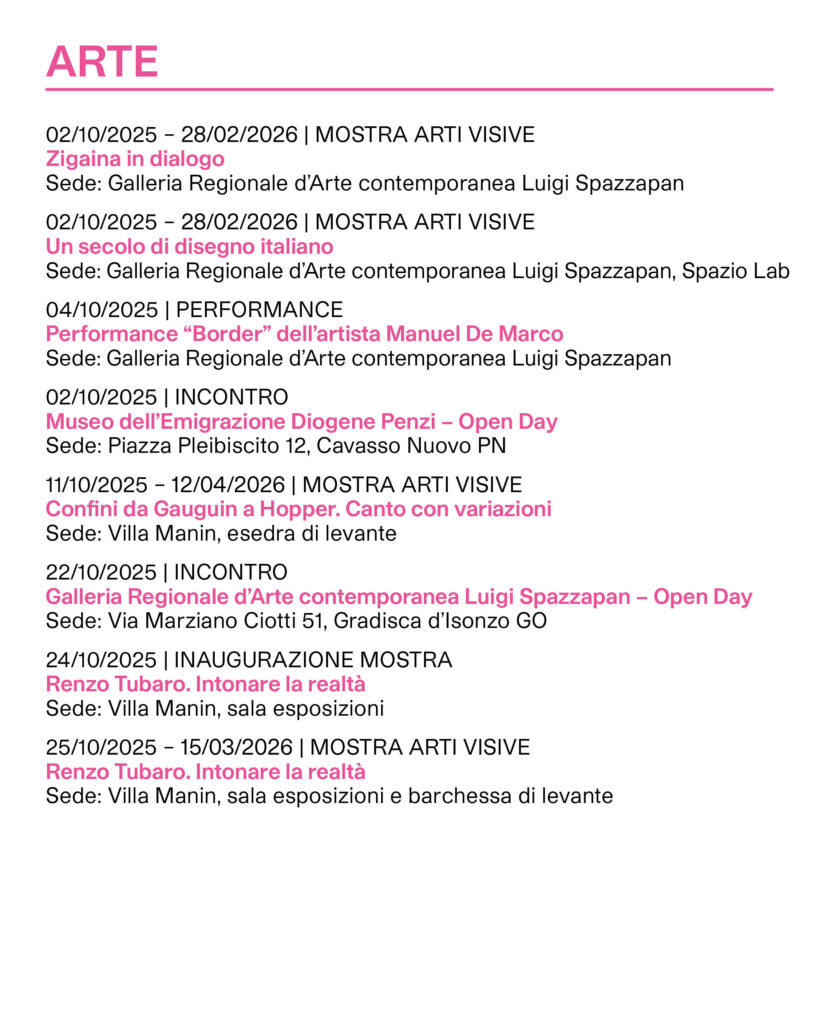 Calendario eventi ERPAC 2025 arte parte5